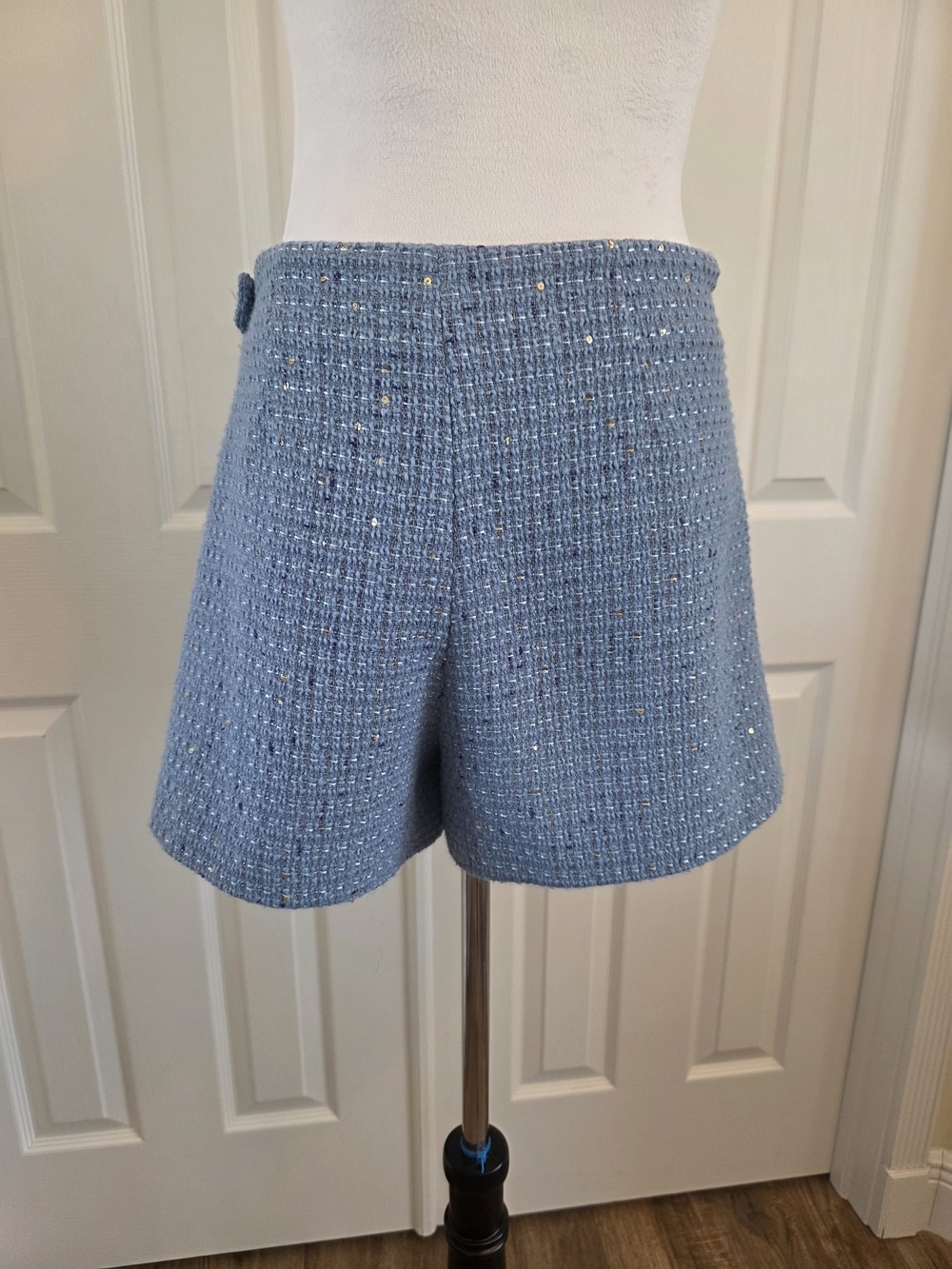 Maje Paris Pleated Tweed Skort Metallic Boucle Wrap Mini SZ 38 US 6/8 - Picture 6 of 12